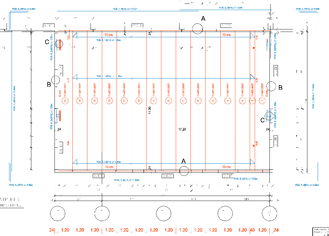 Beispiel Deckenverlegeplan Spannbeton-Hohlplatten MS-Betonwerk