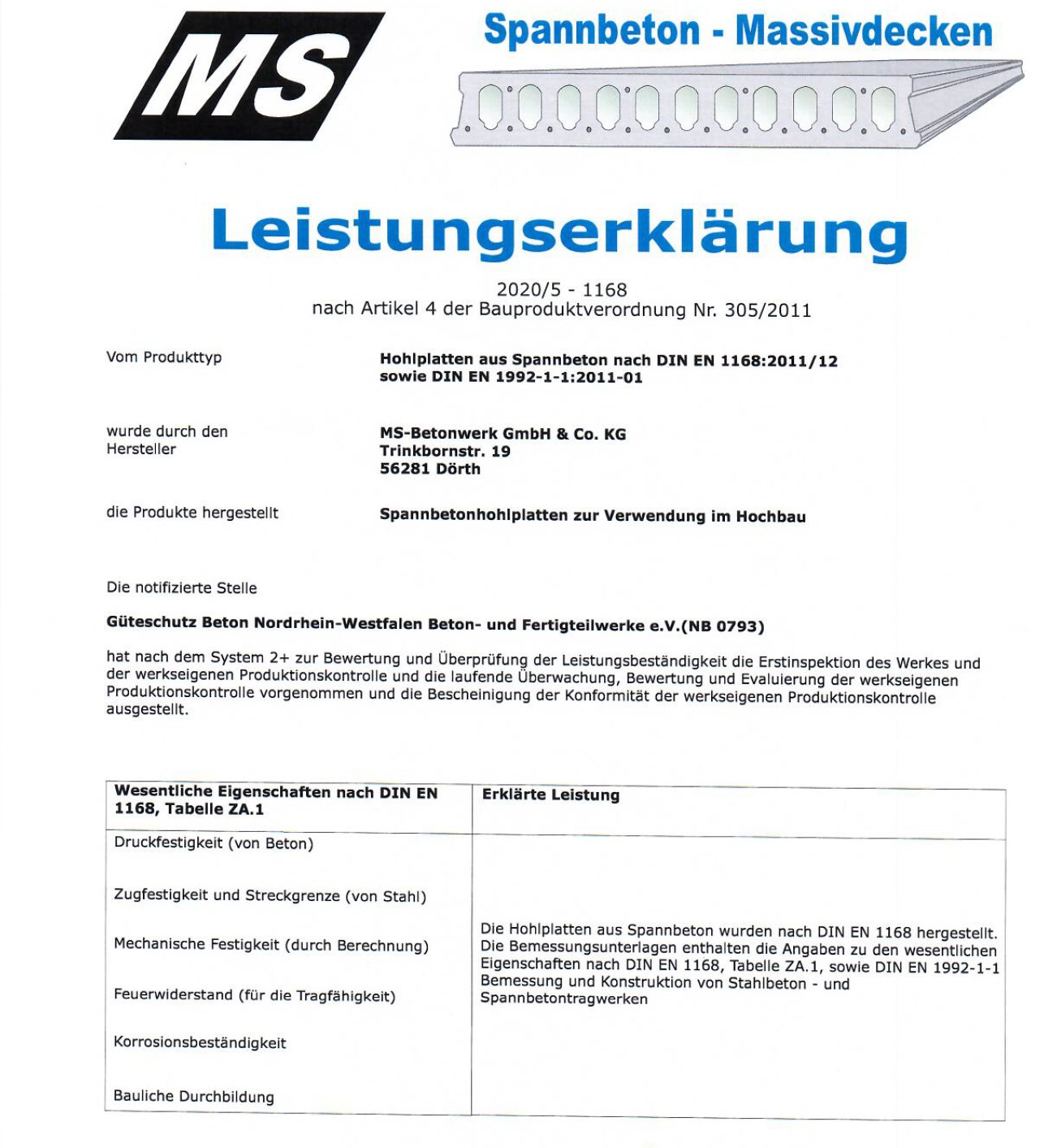 Leistungserklärung